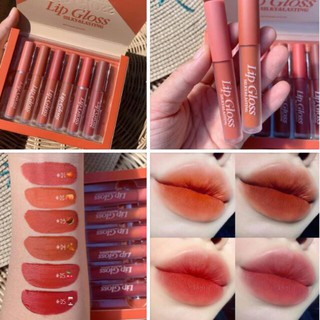 🔥( ถูก/แท้ )🔥 Heng Fang No.H7029 Lip gloss Silky &amp; Lasting เซตลิปจุ่มเนื้อกำมะหยี่ 6 สี