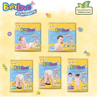 NEW!! BABY LOVE เบบี้เลิฟ กางเกงผ้าอ้อมเด็ก เพลย์แพ้นท์ พรี่เมียม ซุปเปอร์จัมโบ้ แพ็ค1ห่อ