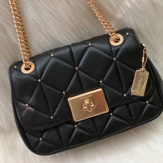 CASSIDY CROSSBODY WITH STUDDED DIAMOND QUILTING (COACH F38074) BLACK/LIGHT GOLD