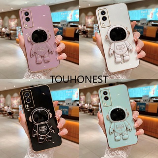 เคส Vivo V11 Pro V11i เคส Vivo V21 V21E V23E เคส Vivo V17 V19 Neo Cover Vivo Y79 V7 Plus Y71 Y71i Y71T Luxury Cute Silicone 3D Astronaut Stand Phone Cover Case โทรศัพท์มือถือ ซิลิโคน ลายนักบินอวกาศ พร้อมขาตั้ง หรูหรา สําหรับ