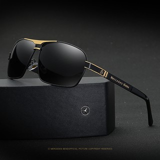 Polarized แว่นกันแดด แฟชั่น รุ่น Mercedes Benz MB 722 C-2 สีดำตัดทองเลนส์ดำ แว่นตา ทรงสปอร์ต วัสดุ Stainless
