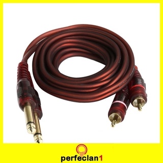 ( Perfeclan1 ) สายสัญญาณเสียง Dual 1 / 4 " Jack 6 . 35 มม . To Dual Rca Phono Male สําหรับเครื่องขยายเสียงผสม