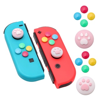 ฝาครอบปุ่มกด และปุ่มกด พิมพ์ลายอุ้งเท้า สําหรับ Nintendo Switch OLED Switch Joy-Con Controller 10 ชิ้น