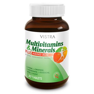 VISTRA Multivitamins &amp; Minerals PLUS AMINO ACID วิสทร้า มัลติวิตามิน และ แร่ธาตุผสมกรดอะมิโน 30 Tablets