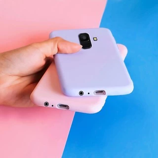 Samsung Galaxy A6 A8 Plus 2018 สีลูกกวาด บาง ด้าน TPU นุ่ม เคส