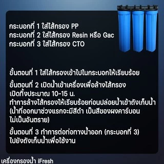 เครื่องกรองน้ำใช้ 3 ขั้นตอน 20 นิ้ว กระบอกกรองน้ำ เครื่องกรองน้ำ 3กระบอกติดกัน กรองสะอาด อุปกรณ์ครบ