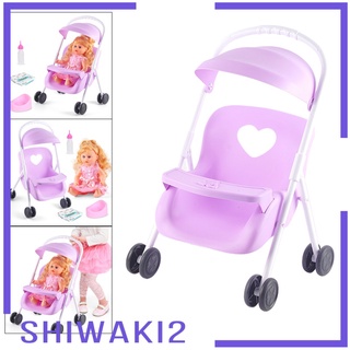 [Shiwaki2] ของเล่นเด็กตุ๊กตารถเข็นพลาสติกแบบพับได้สีม่วง