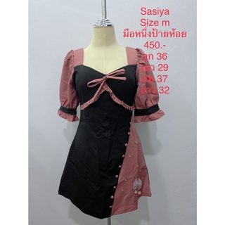 เดรสสั้น สีแดง ดำ มือหนึ่งป้ายห้อย SASIYA SIZE M