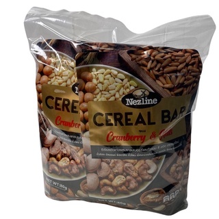 Cereal Bar Cranberry &amp; Nuts Nezline ซีเรียสอัดแท่งผสมแครนเบอร์รี่และถั่วรวม 8 ชนิด 80g 1แพคใหญ่/จำนวน 6 ซอง ราคาพิเศษ สินค้าพร้อมส่ง