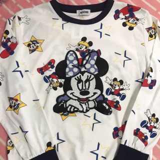 เสื้อลายมิ้กกี้ ปักอกมินนี่เม้าส์
