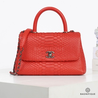 CHANEL COCO 9.5 PYTHON ORANGE RHW แท้ 100%