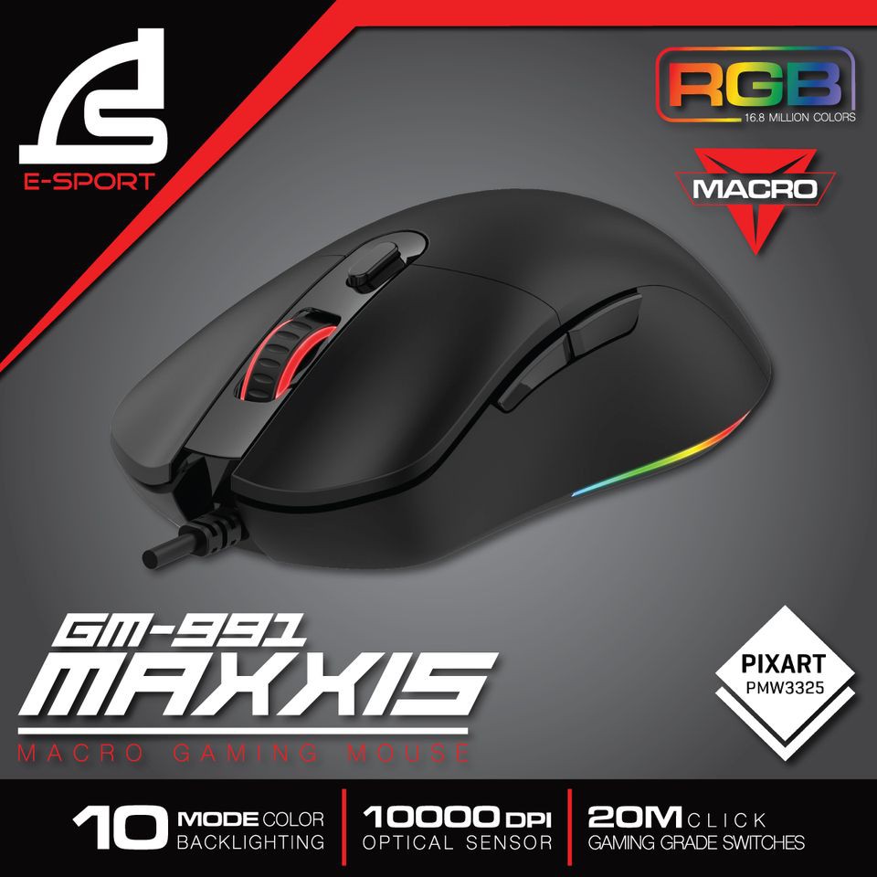 เมาส์เกมมิ่งSigno E-Sport GM-991 MAXXIS Macro Gaming Mouse (Black)