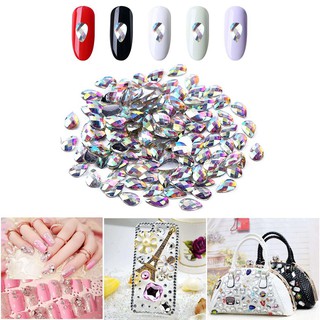 DECEBLE Gorgeous Sharp Tip Nail Art Rhinestone AB Colorful DIY Manicure Decor Charm