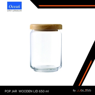 JJGLASS - (Ocean)  B02523G0001 Pop Jar - ขวดโหลกลมฝาไม้ เนื้อใส เหมาะสมใส่อาหาร บรรจุ 6 ใบ