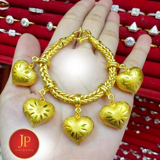 สร้อยข้อมือหัวใจ5ห่วง ทองชุบ ทองหุ้ม สวยเสมือนจริง JPgoldjewelry