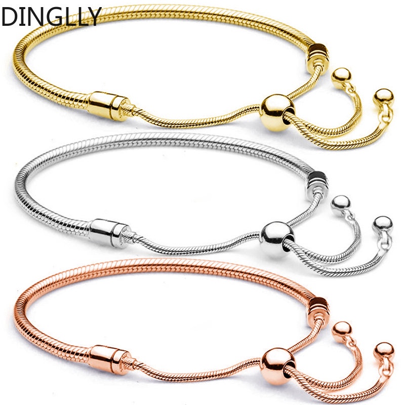 Dinglly สร้อยข้อมือ ลูกปัด กระดูกงู ปรับได้ คุณภาพสูง สําหรับ DIY