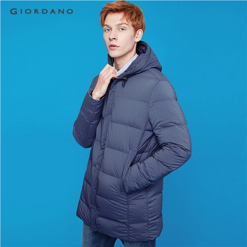 GIORDANO MEN Mid-long 90% white duck down hooded coat 91079685