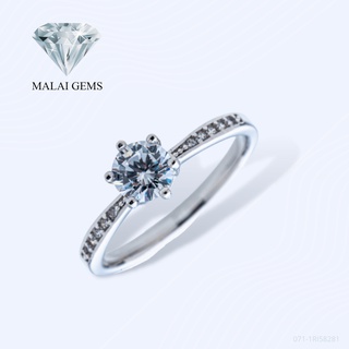 Malai Gems แหวนเพชรชู 6 หนามเตย เงินแท้ 925 เคลือบทองคำขาว ประดับเพชรสวิส CZ รุ่น 071-1RI58281 แถมกล่อง