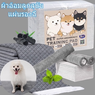 🐶พร้อมส่ง🐶ผ้าอ้อมลูกสุนัข แผ่นรองฉี่  อุปกรณ์สัตว์เลี้ยงรุ่นชาโคล ซึมซับไดีดี มี 4 ขนาดให้เลือก