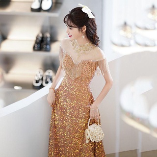 พร้อมส่ง ชุดเดรสกระโปรงยาว ประดับเลื่อม หรูหรา เหมาะกับฤดูร้อน สําหรับสตรี เจ้าสาว 2022