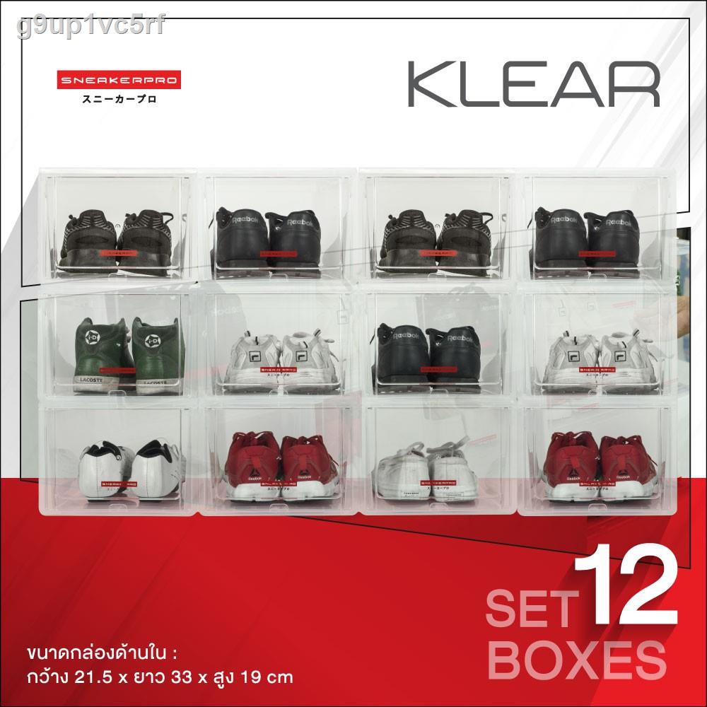 ❏📍( ใส่โค้ด MFJUL77 รับส่วนลด 70.-)สินค้าใหม่!! เซตสุดคุ้ม 12 ชิ้น กล่องรองเท้า Sneaker pro Klear สีใส พลาสติกคุณภาพดี