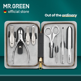 Mr.green ชุดกรรไกรตัดเล็บ หนังวัว สีเทา สําหรับครอบครัว เพื่อน