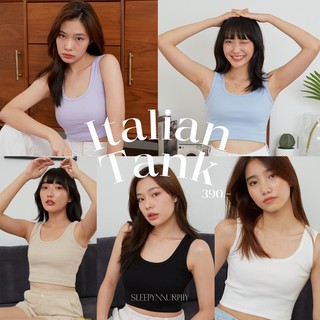 Italian tank เสื้อกล้ามครอป 10 สี สายเดี่ยว