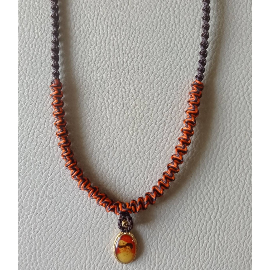 สร้อยเชือกเทียนถักลายเกลียวชั้นเดียว 1 ห่วง กระดุมหลัง