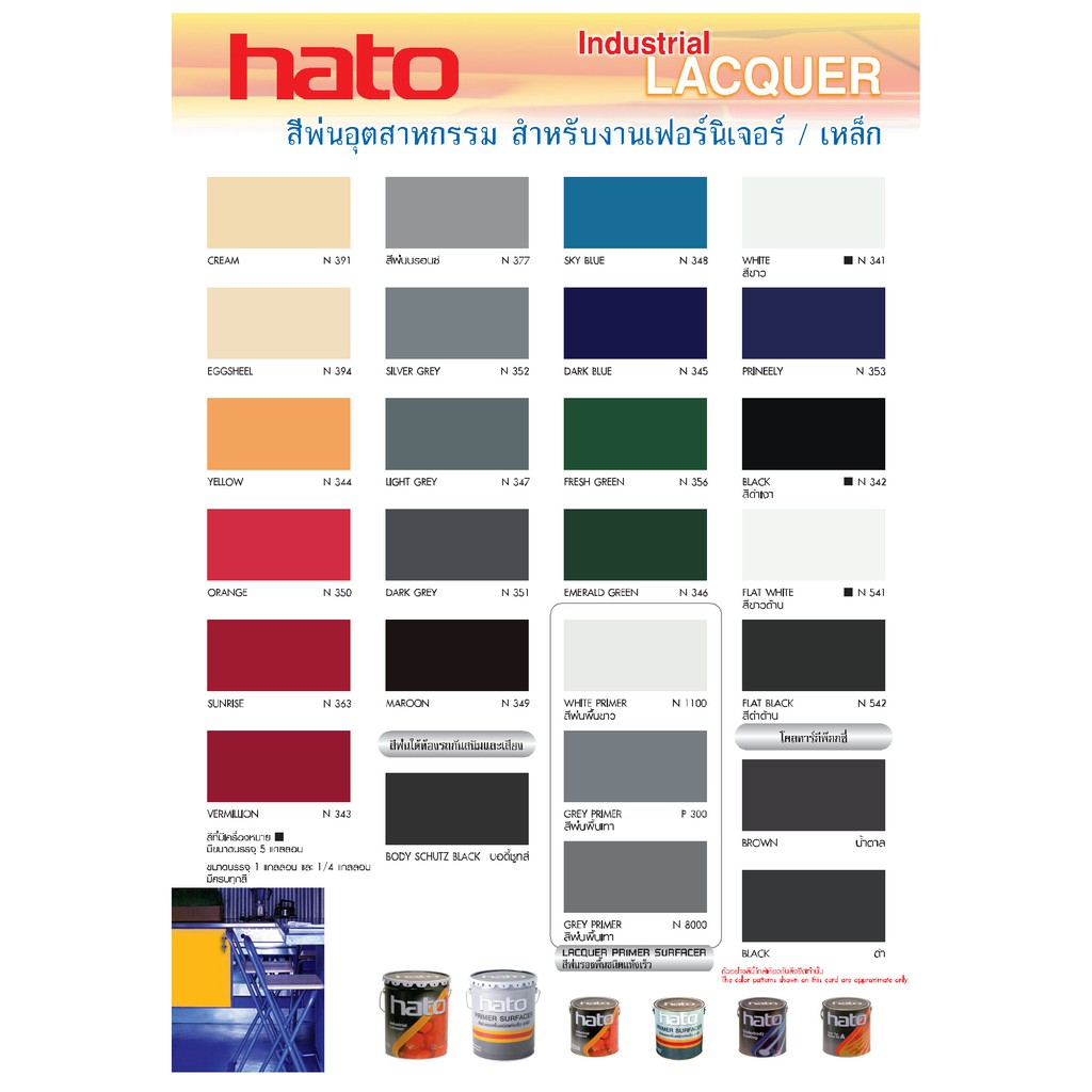 สีพ่นอุตสาหกรรม Hato ขนาด 0.8 ลิตร (1/4 กล.) ฮาโต้ สีพ่น สีรองพื้น สีพ่นรถ สีพ่นไม้ สีพ่นเหล็ก พ่นพื้นเทา พ่นพื้นไม้/b