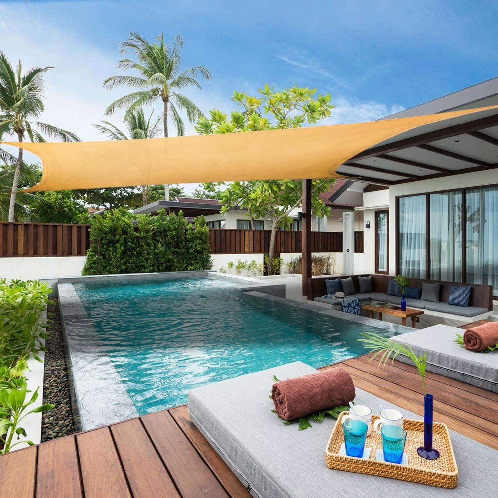 HDPE สี่เหลี่ยมผืนผ้า Sun Shade Sail Canopy 95% UV Block กลางแจ้ง Patio Garden ผ้าทนทานกลางแจ้งที่กําหนดเองที่มีอยู่