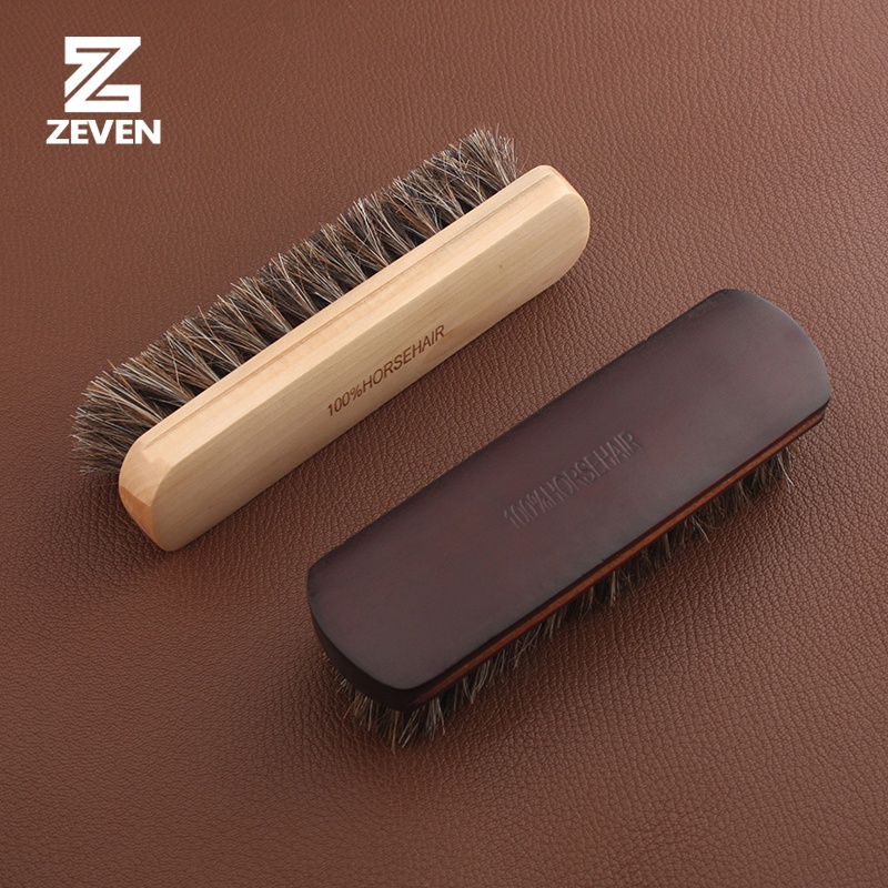 Horsehair แปรงรองเท้า Polish Bootpolish แปรงทําความสะอาดสําหรับ Suede Nubuck Boot หนังธรรมชาติจริง Horse ผมนุ่มขัดเครื่องมือ