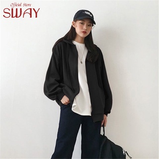 SWAY  เสื้อกันหนาว IU เสื้อฮู้ด ใส่สบายๆ หลวม  สบาย High quality fashion ทันสมัย SW22100804 36Z230909