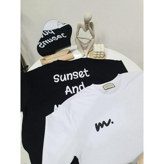 Oversized เสื้อยืดโอเวอร์ไซส์ลายSunset And Mountain Sea