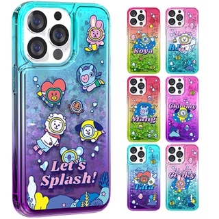 🇰🇷【 Korean Phone Case 】 BT21 Splash Bling Aqua Case Made in Korea Compatible for Apple iPhone Samsung Galaxy