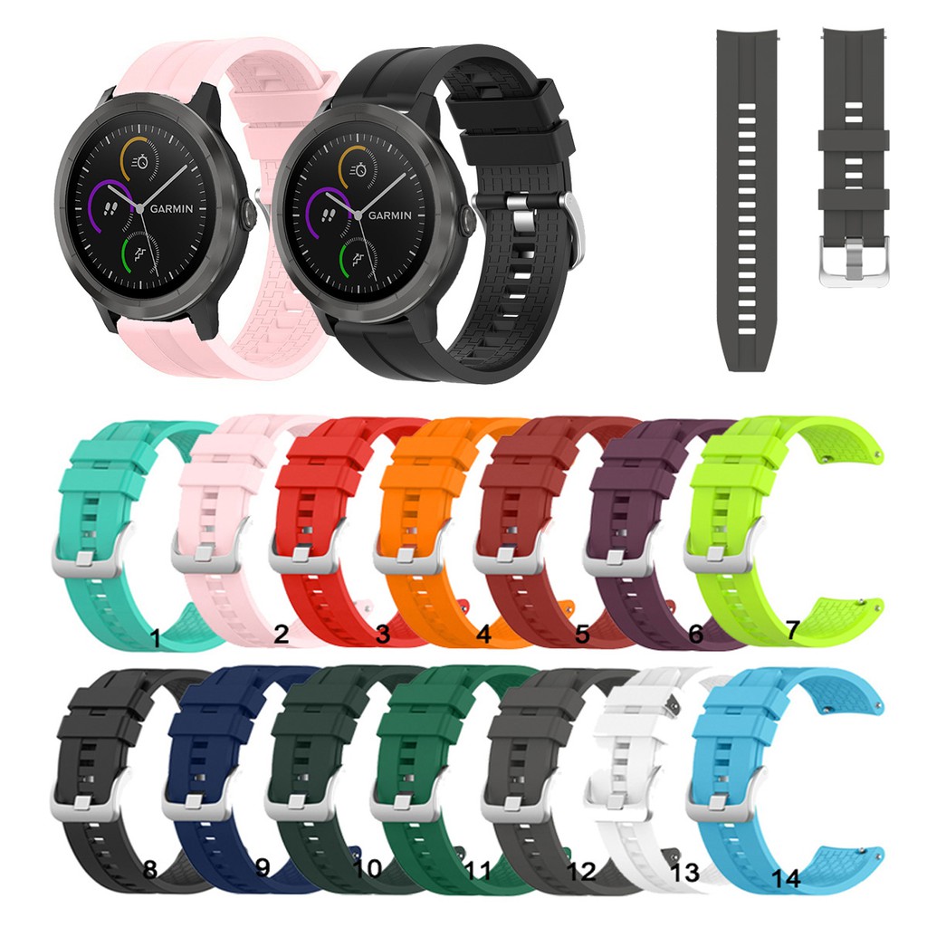 วงนาฬิกาสายซิลิโคน 20mm สำหรับ Garmin Vivoactive 3 Music for Garmin Venu Sq 2 /Vivomove HR /Forerunner 645 645M 245 245M 165