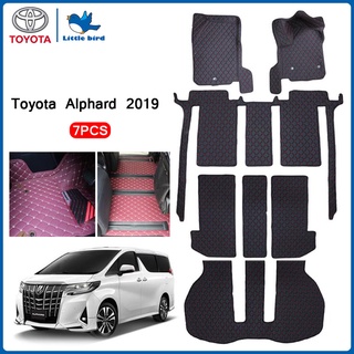 little bird พรมปูพื้นเข้ารูปรถยนต์ Toyota Alphard 2019 7PCS (หนังแท้PVC 12สี ) พรมปูพื้นรถยนต์ พรมรถยนต์