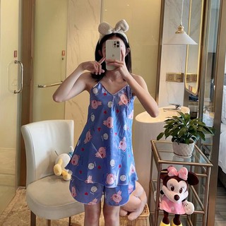 ชุดนอนเเสื้อกางเกงซ็กซี่ชุดนอนผ้าซาตินเนื้อผ้าใส่สบาย มี​20หลาย​🚚พร้​อ​มส่ง