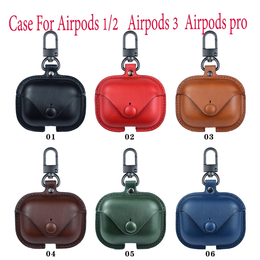 เคส AirPods หนังพรีเมียม ปกป้องครบทุกรุ่น (1/2/3/4/Pro/Pro2) พร้อมตะขอ