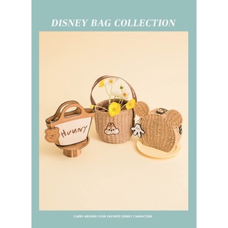 💥New✨Gracegift by Disney กระเป๋าสาน รับหน้าร้อน กระเป๋าดิสนีย์ Summer Collection Pooh Mickey Chipndale