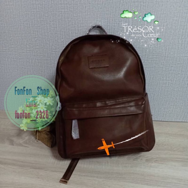Guess Men’s Ray Faux-Leather Backpack    กระเป๋าเป้