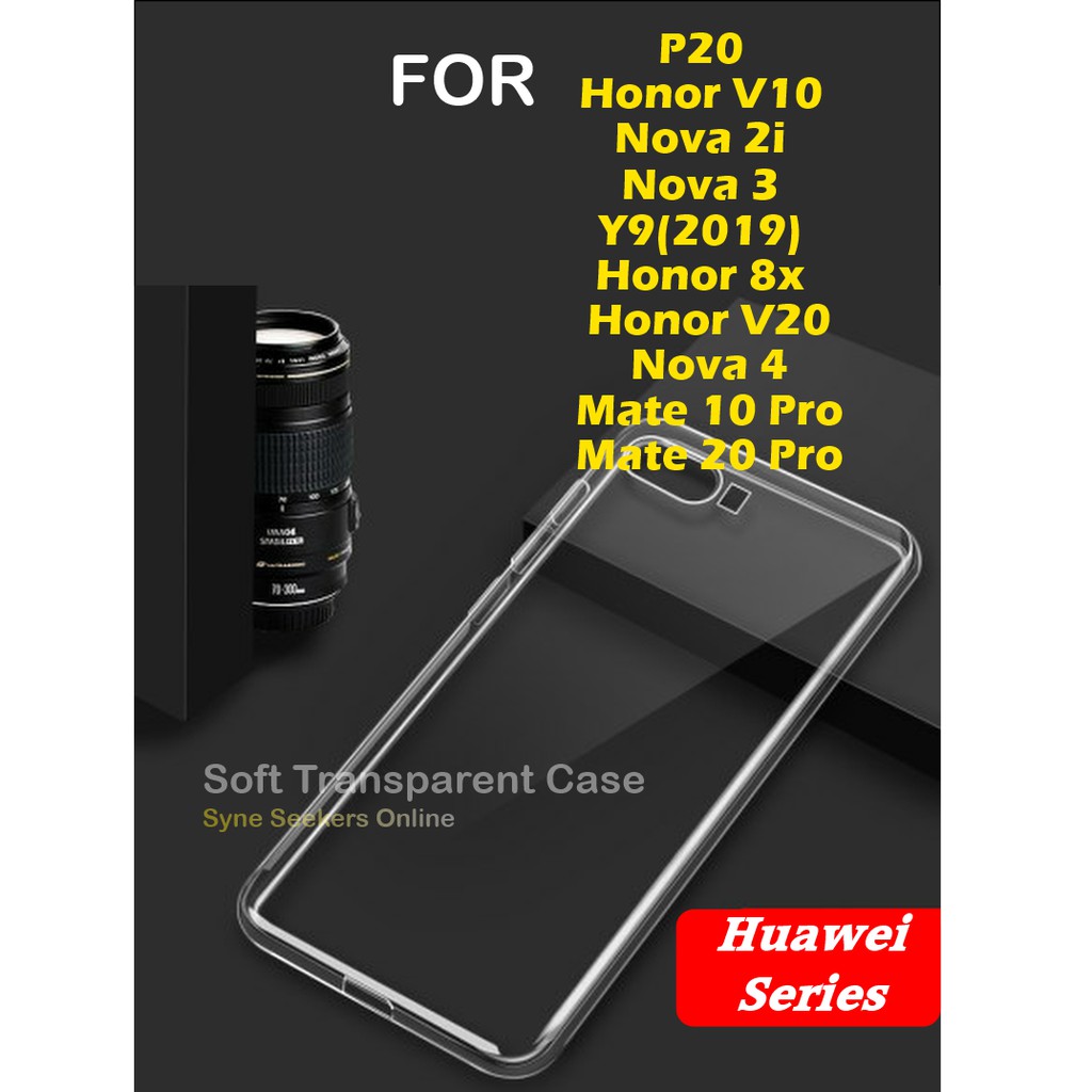 Huawei P20 Honor V10 V20 8X Nova 2i/3/4 Y9(2019) Mate 10/20 Pro Clear Soft TPU ซิลิโคนเคสใส
