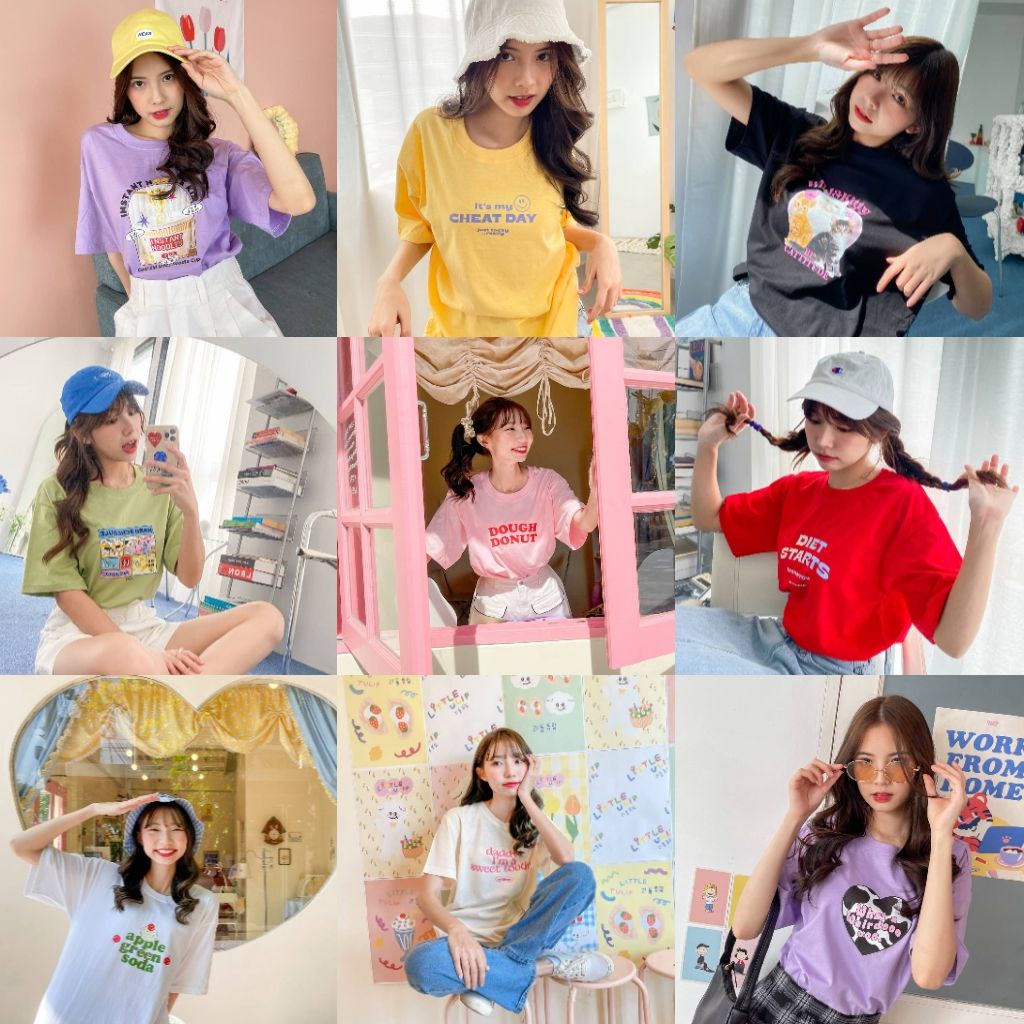 [ลดเพิ่มอีก15% ใส่โค้ด 353RZQ เฉพาะ10-12ธ.ค.65] พร้อมส่ง LD ลายใหม่ เสื้อยืดสไตล์เกาหลี ผ้าcotton100%