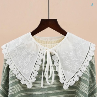 ปกเสื้อปลอม ปักลายดอกไม้ ลูกไม้ สีขาว สไตล์ญี่ปุ่น สําหรับผู้หญิง นักเรียน