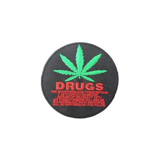 สินค้าราสต้า Patch Black Circle Drug Prohibition อาร์มติดเสื้อสุดเท่ห์ ปักลายใบธรรมชาติสีเขียว