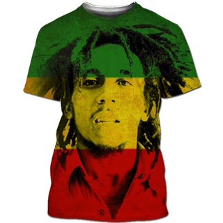 เสื้อยืดแขนสั้น พิมพ์ลายการ์ตูน Rock Bob Marley 3 มิติ สไตล์ฮิปฮอป แนวสตรีท เหมาะกับฤดูร้อน สําหรับผู้ชาย