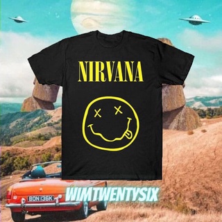 [S-5XL]เสื้อยืดแขนสั้น พิมพ์ลาย Nirvana SMILE เหมือนวิญญาณ VINTAGE