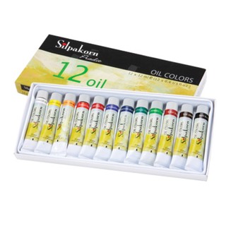 KTS (ศูนย์เครื่องเขียน) ชุดสีน้ำมันศิลปากร Silpakorn 12 ml. 12 สี