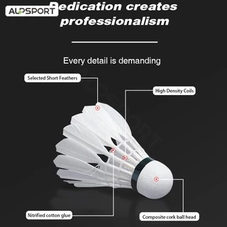 ALPSPORT 303 3/6/9 ชิ้นหลอดขนห่านสีขาวแบดมินตันสําหรับการฝึกอบรมความเร็วเรียบอุปกรณ์กีฬากลางแจ้งแบดมินตันลูกขนไก่คุณภาพสูง ALP