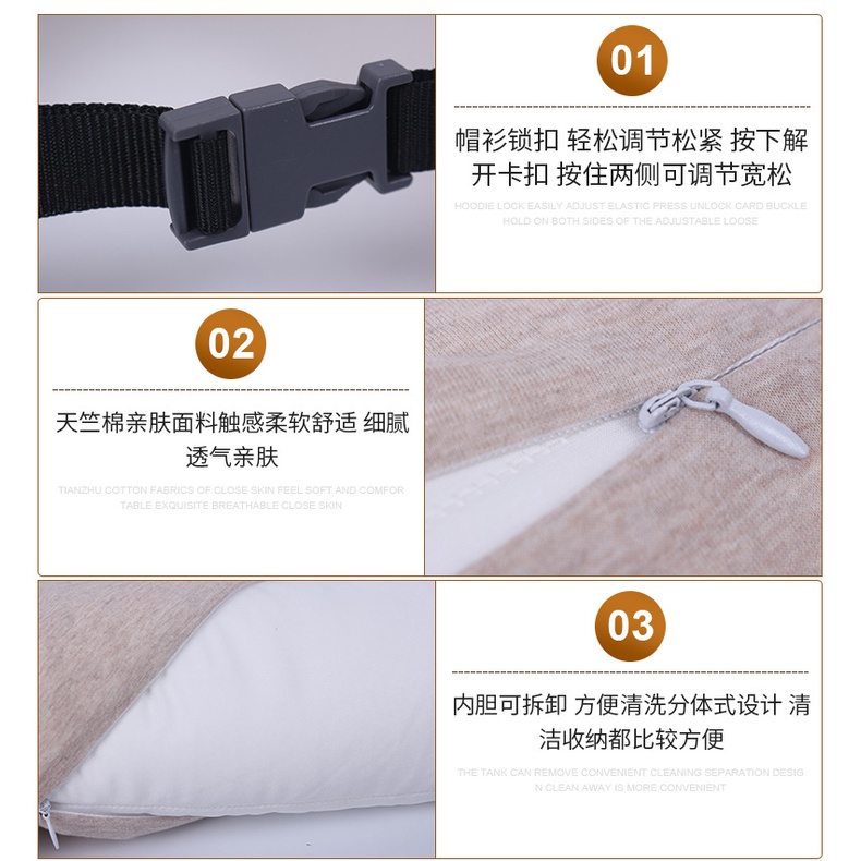 MUJI สไตล์ U เดินทางหมอนรองคอสำนักงานนอนคว่ำหมอนผ้าฝ้าย 100% ล้างทำความสะอาดได้