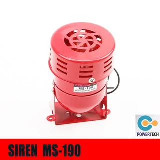 ไซเรน SIREN 110DB สีแดงโลหะ มอเตอร์ไซเรนสัญญาณเตือนเสียงไฟฟ้า ป้องกันการโจรกรรม MS-190 12VDC 24VDC 220V